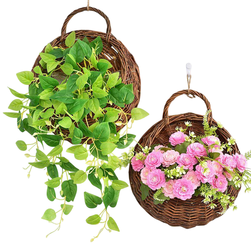 Giỏ mây trẻ đan tròn treo cắm hoa giá 89,000 đang rẻ nhất thị trường